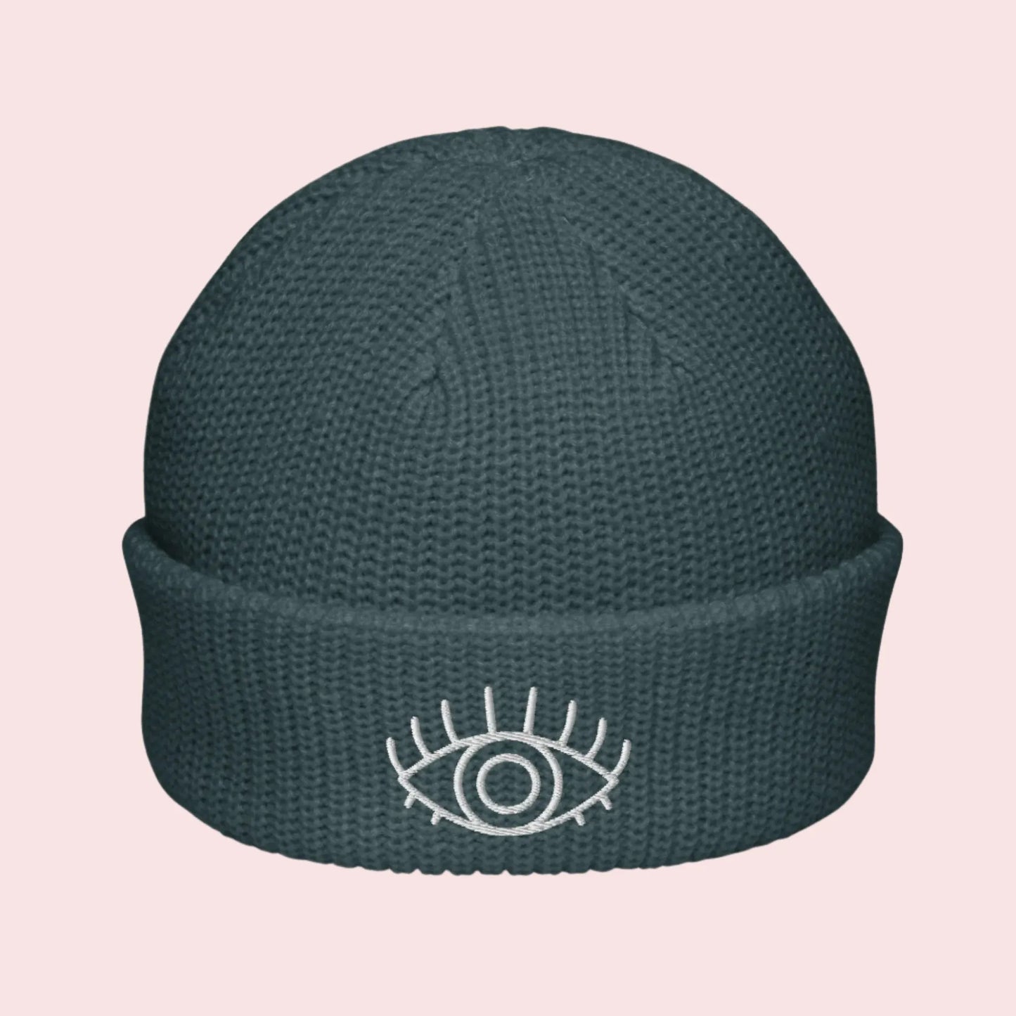 Third Eye Evil Eye Protection Embroidered Fisherman Beanie Loose Knit Winter Hat Rebel Girl Rampage