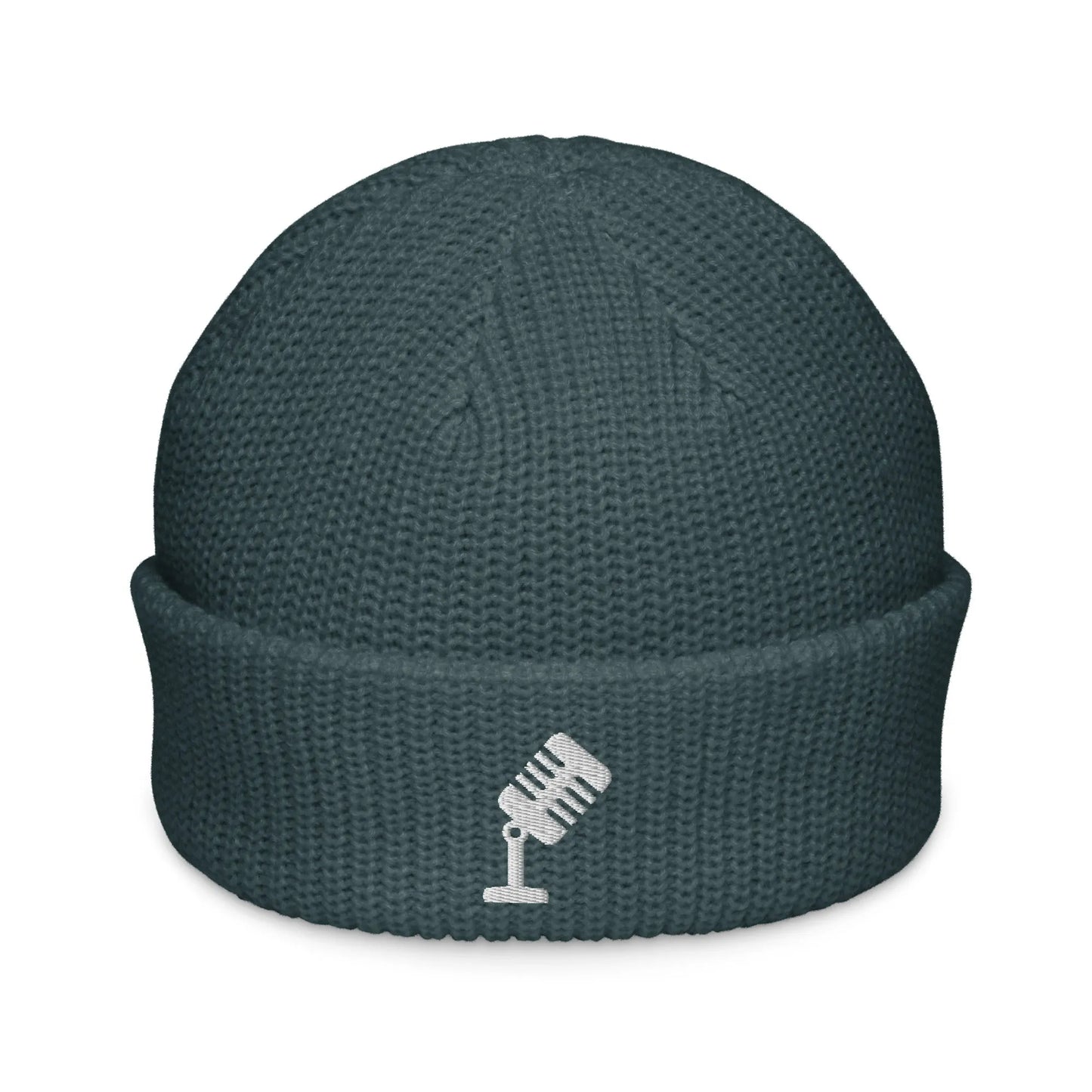 Retro Vintage Microphone Embroidered knit Fisherman Beanie winter hat by Rebel Girl Rampage