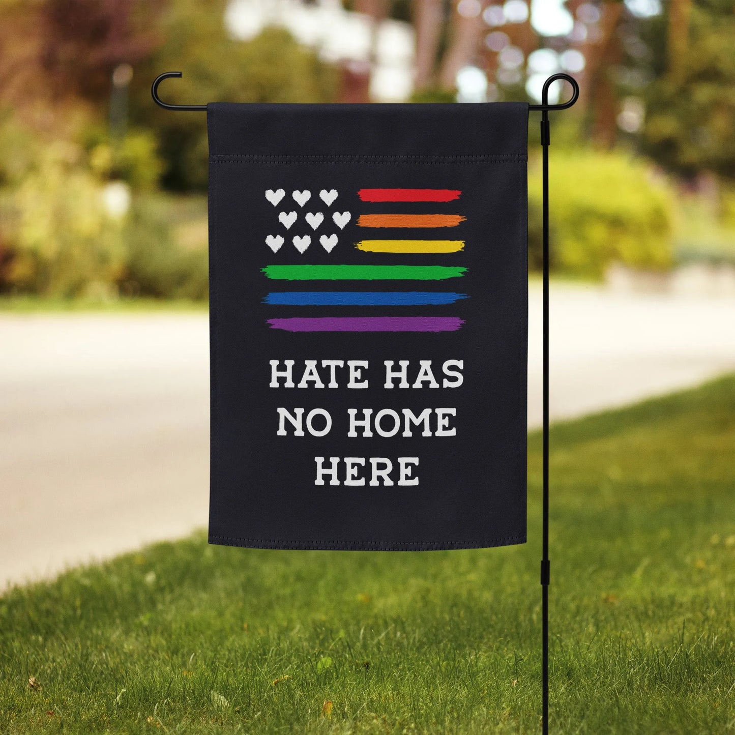 Hate Has No Home Here LGBTQ Pride Garden Flag Home Decor Rainbow Flag Rebel Girl Rampage