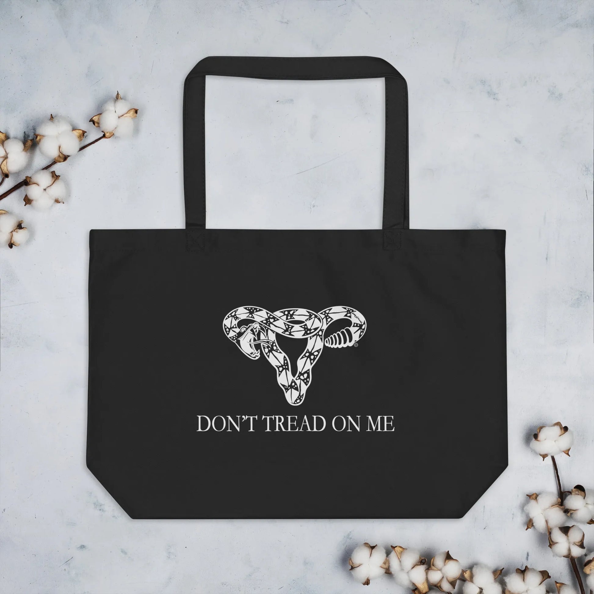 Don’t Tread On Me Pro Choice Women’s Rights Snake Uterus Heavy Cotton Canvas Eco Tote Bag Rebel Girl Rampage