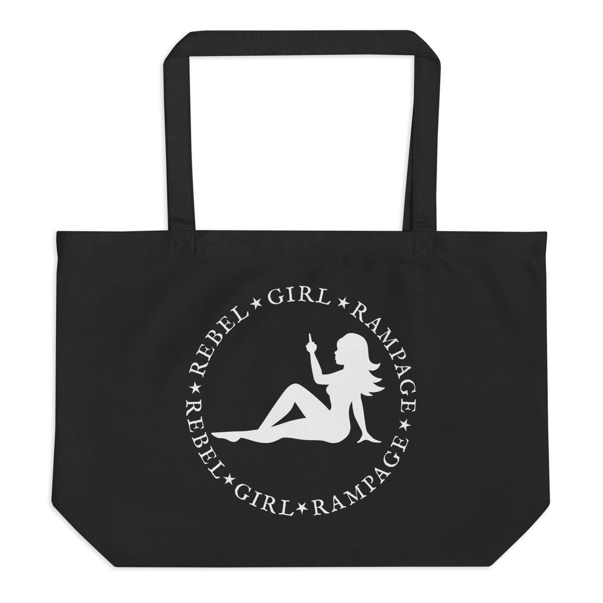 Mud Flap Girl Middle Finger Feminist Large heavy cotton canvas beach tote bag Rebel Girl Rampage