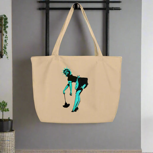 Lady Liberty Statue of liberty graffiti stencil art French Maid Reusable shopping tote bag Rebel Girl Rampage