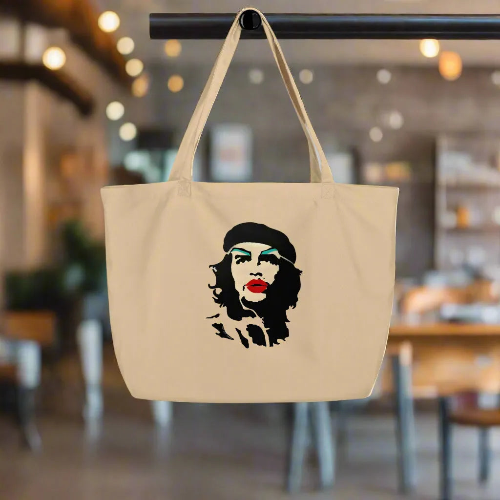 Revolution Slay Ché Guevara Stencil Graffiti Art Large Cotton Canvas Reusable Tote Bag Rebel Girl Rampage