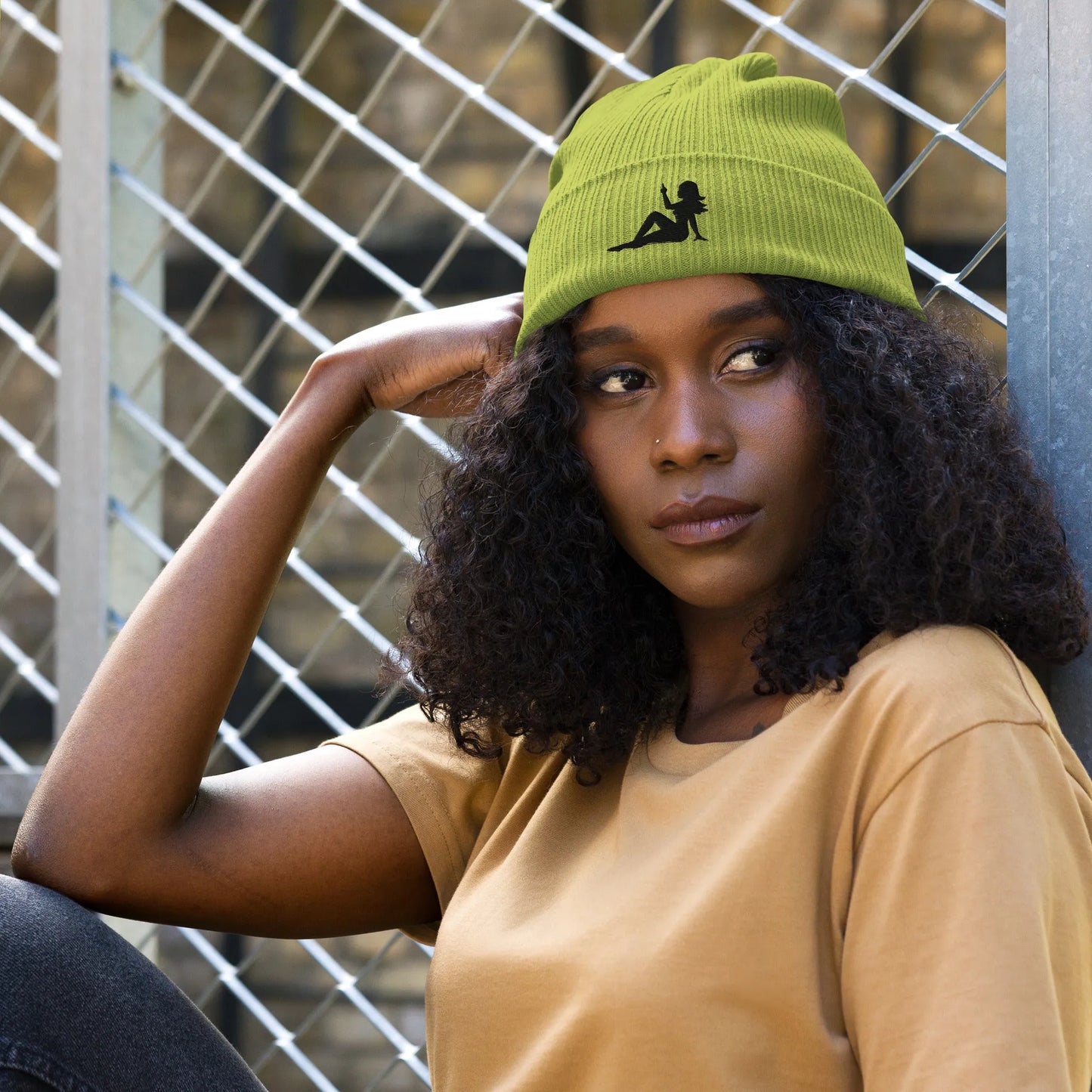 Mud Flap Chick Middle Finger F You organic eco friendly sustainable women empowerment beanie winter hat