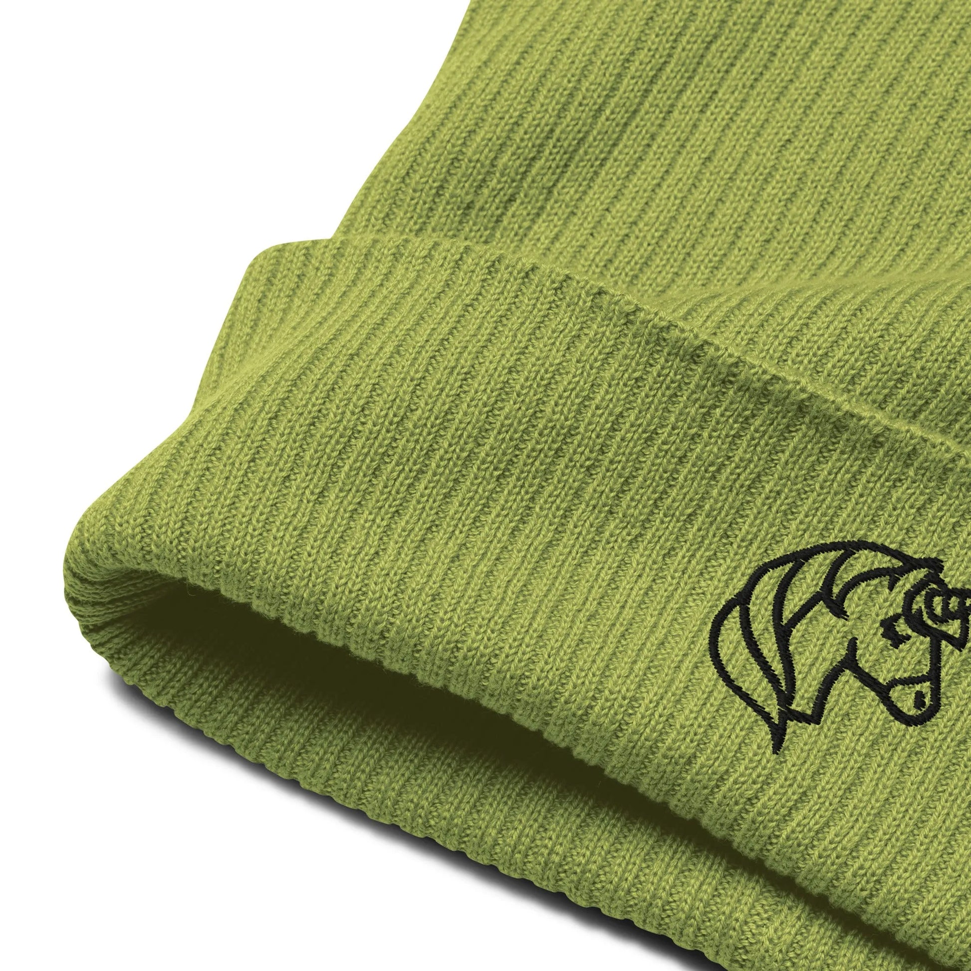 Embroidered unicorn art on an organic beanie, whimsical, magical, fun, Rebel Girl Rampage