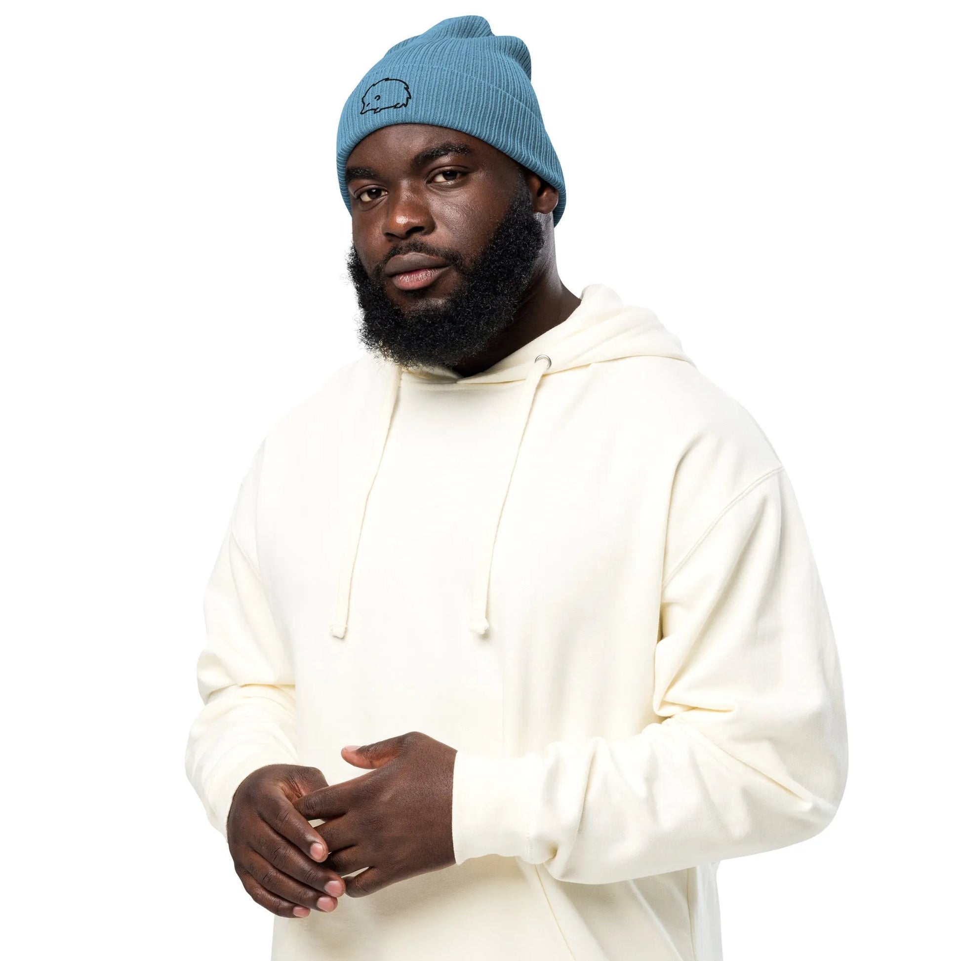 Hedgehog embroidered organic beanie, winter hat, cute and cozy, Rebel Girl Rampage