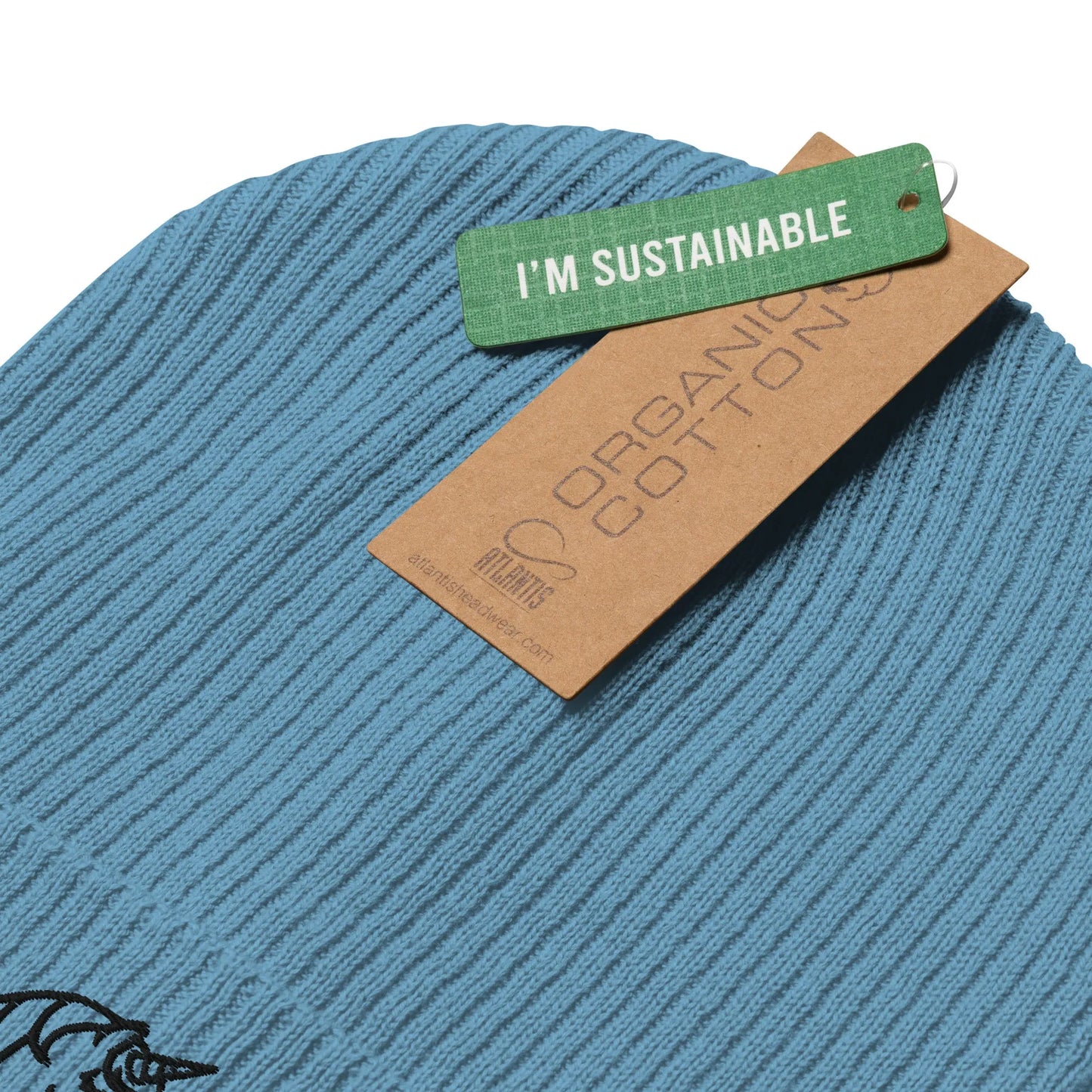 Embroidered unicorn art on an organic beanie, whimsical, magical, fun, Rebel Girl Rampage