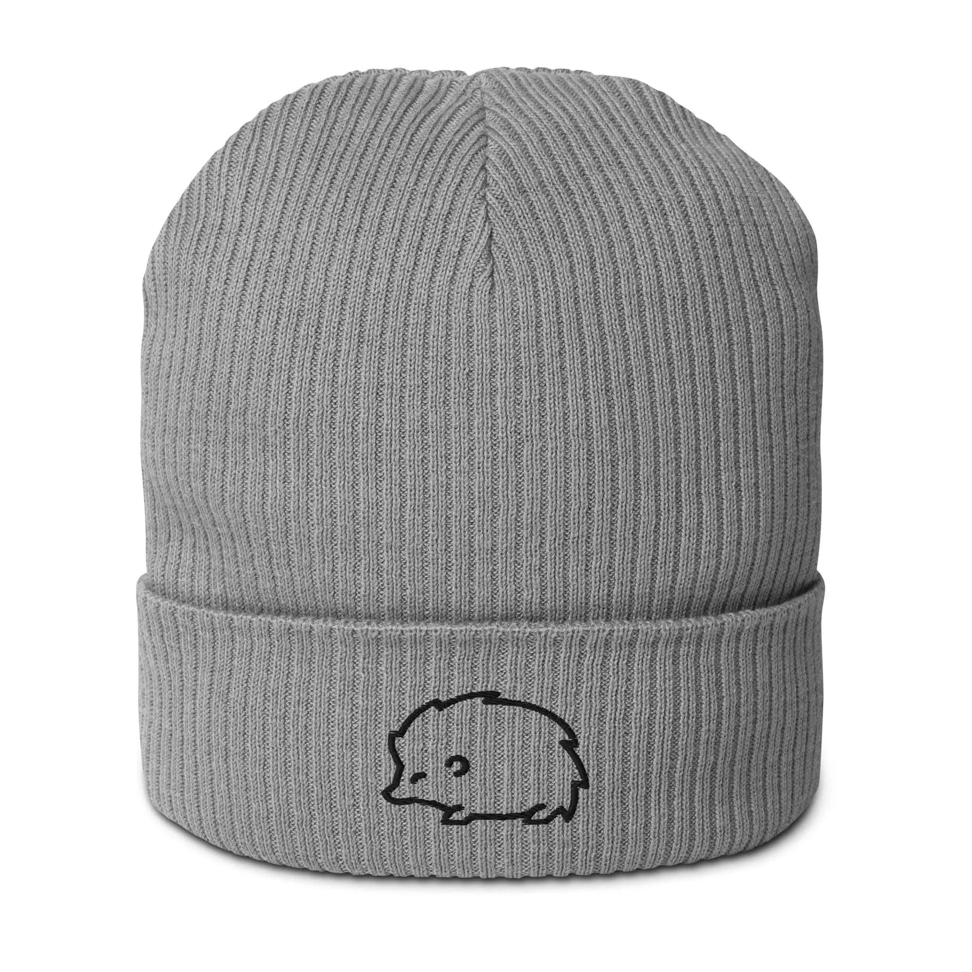 Hedgehog embroidered organic beanie, winter hat, cute and cozy, Rebel Girl Rampage