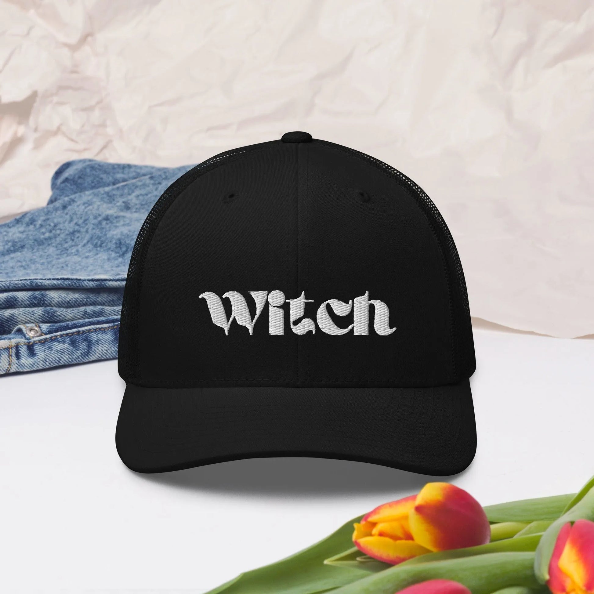 Witch retro magic coven trucker hat 60s style rebel girl rampage