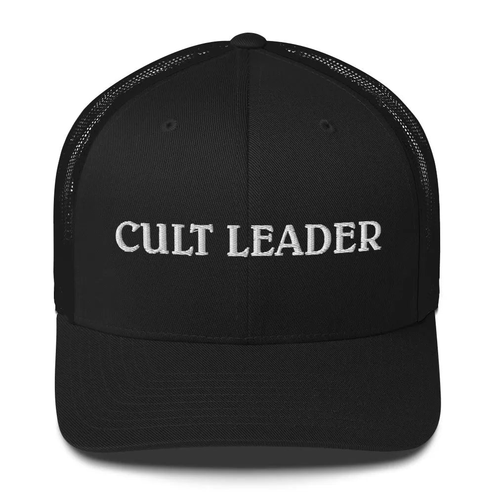 Cult Leader Black Embroidered Retro Trucker Cap, Hats, Whimsy, Rebel Girl Rampage, Hats, Rebel Girl Rampage