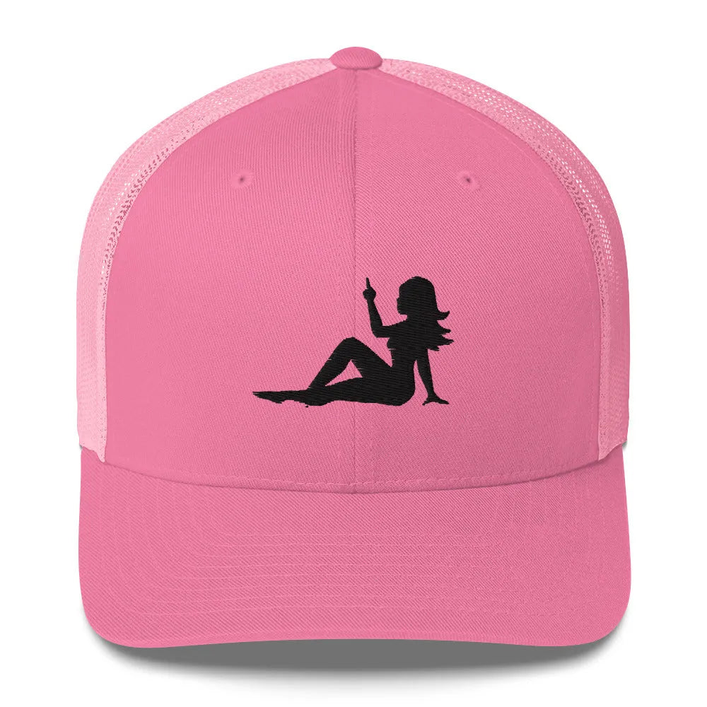 Mudflap Girl Pinup Girl Feminist Empowerment middle finger retro vintage trucker hat cap