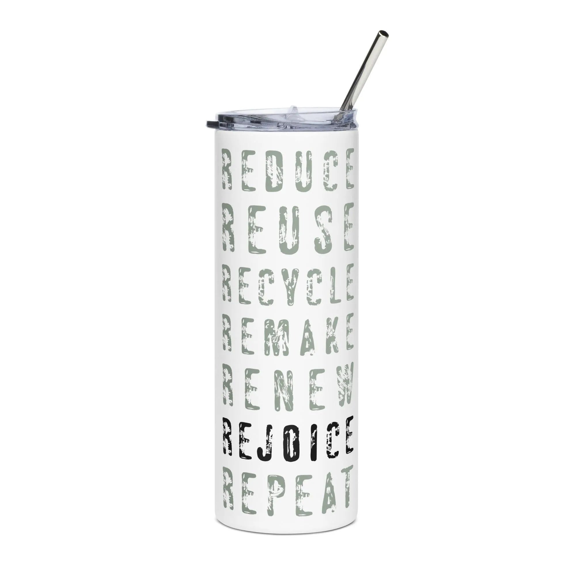 Reduce Reuse Recycle Eco Friendly Stainless steel tumbler with metal straw Rebel Girl Rampage