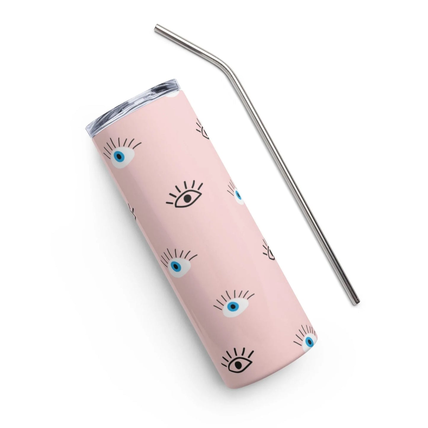 Evil Eye Protection stainless steel eco friendly reusable earth conscious tumbler with metal straw Rebel Girl Rampage