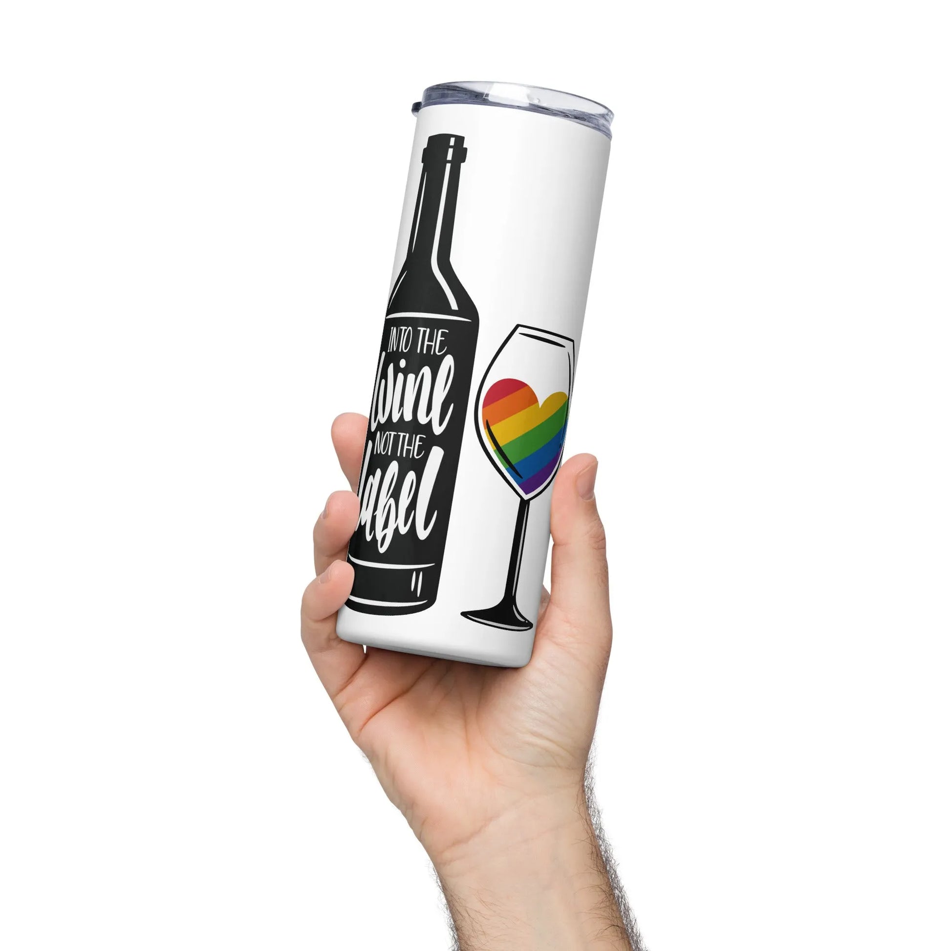 Into The Wine Not The Label LGBTQ eco friendly stainless steel reusable tumbler Schitts Creek Pride Rebel Girl Rampage 