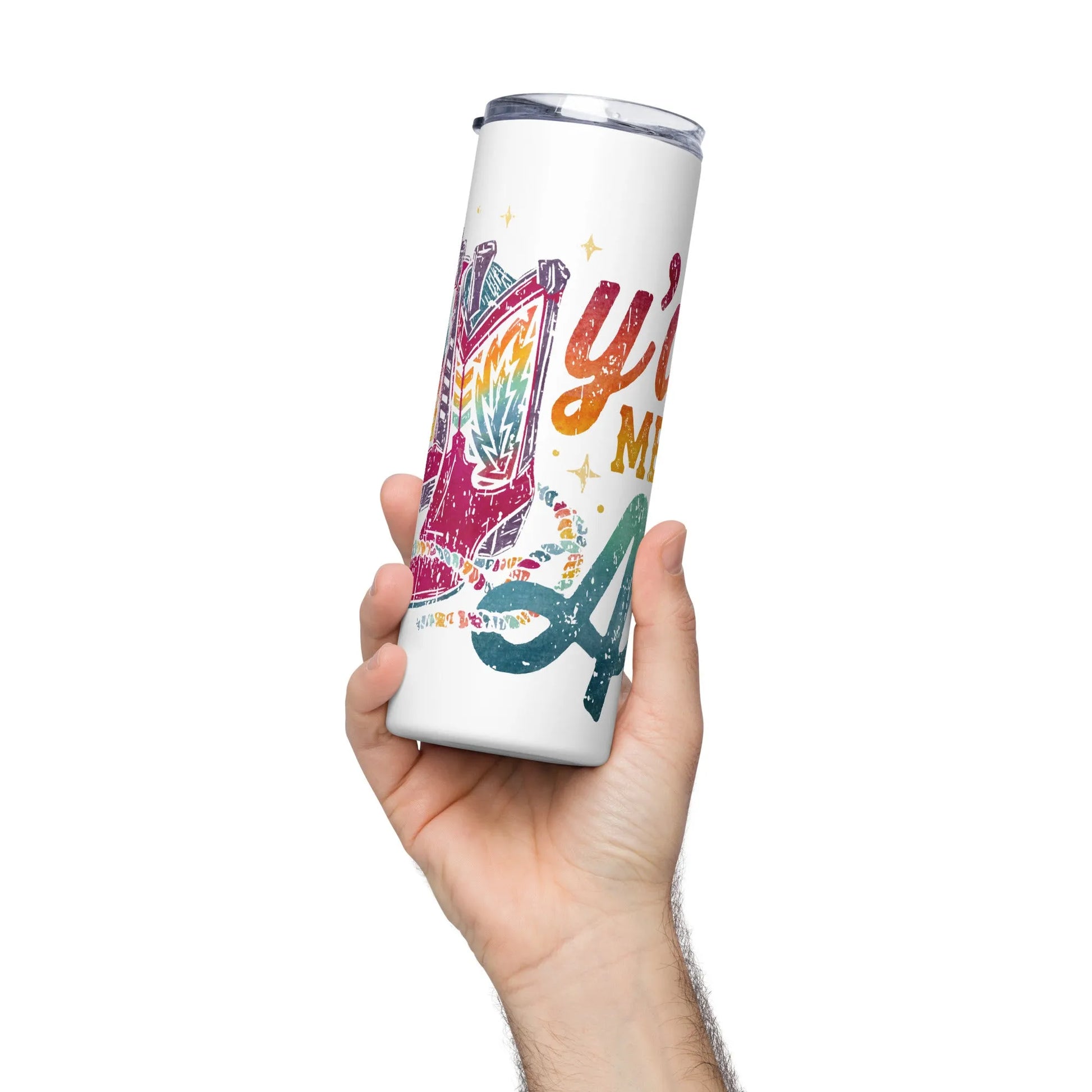 Y’all Means All Rainbow Boots Stainless Steel Tumbler