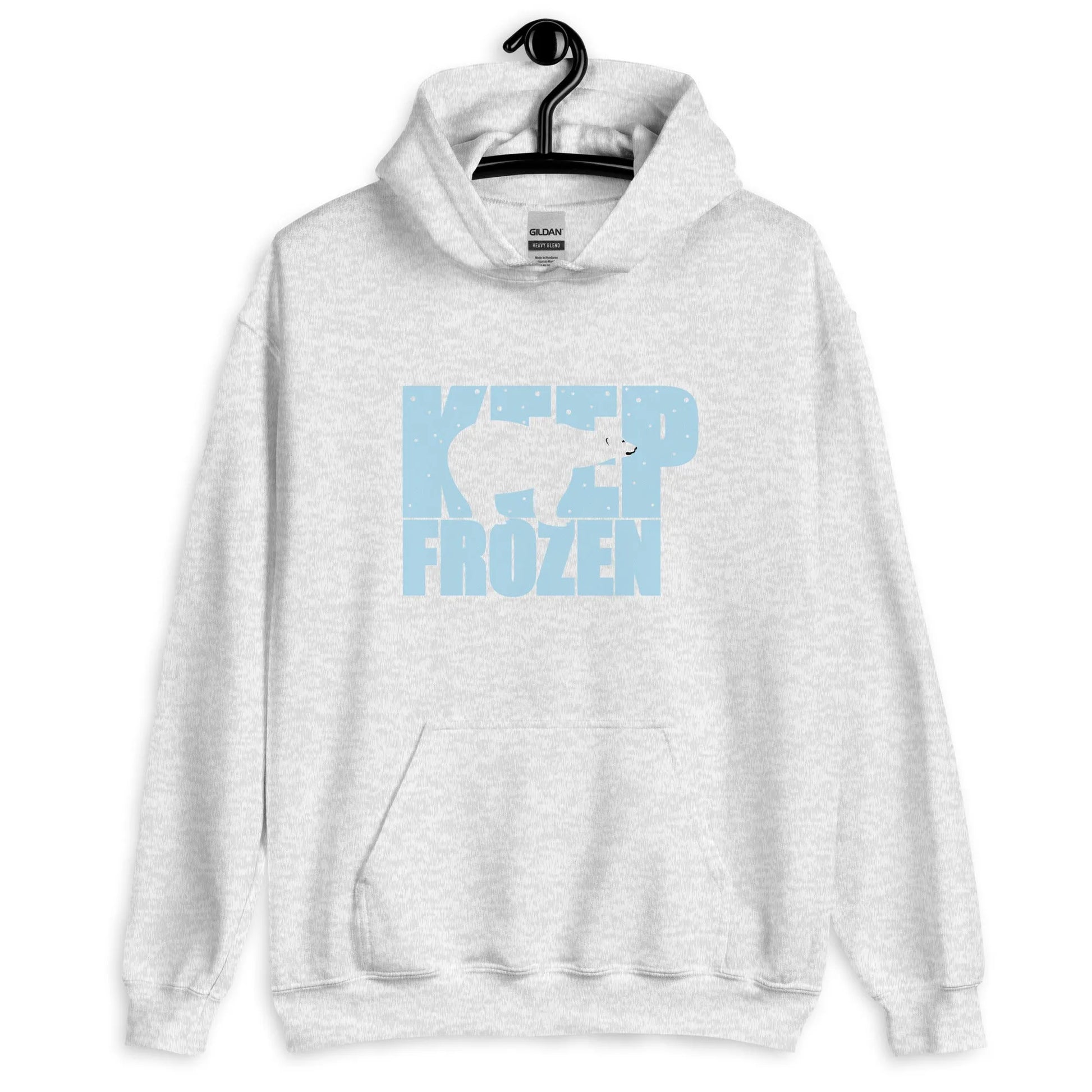 Keep Frozen polar bear graphic hoodie, global warming, climate change, ice caps, winter, cozy, chilly, warm, animal activist, animal lover, environmentally conscious, Rebel Girl Rampage