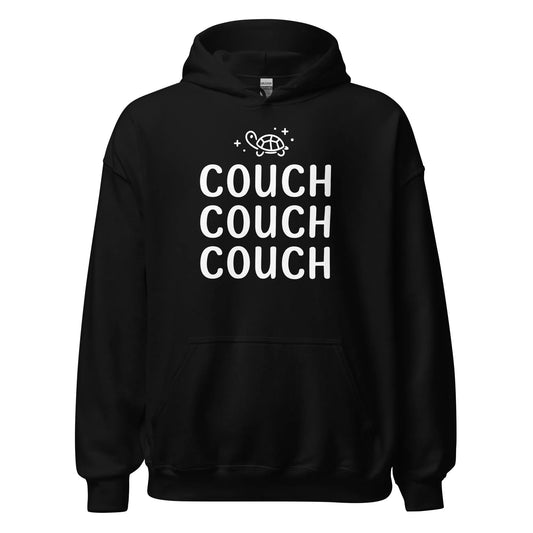 COUCH COUCH COUCH Unisex Black Hoodie with a cute Kpop sparkly turtle graphic on the front, Rebel Girl Rampage