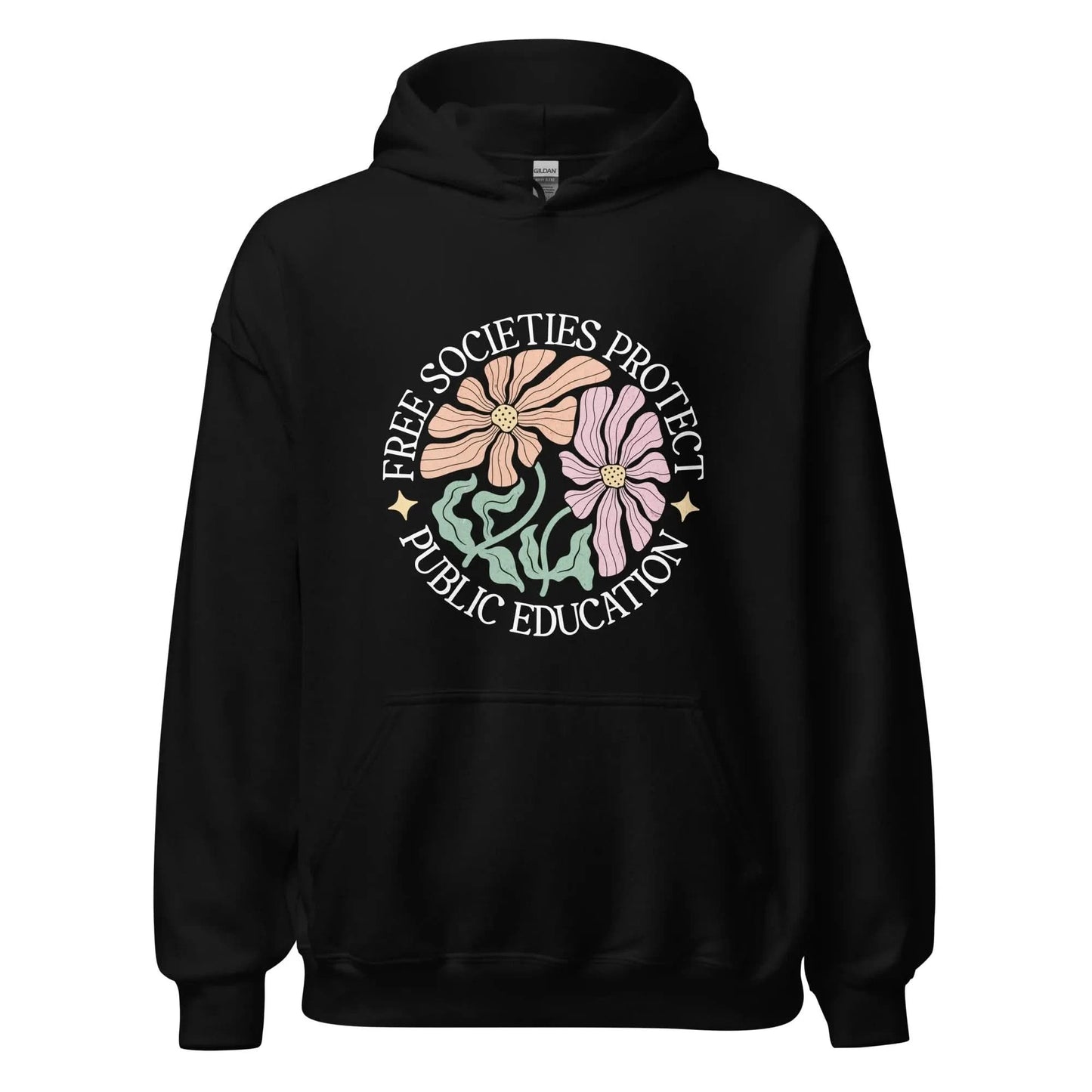 Free Societies Protect Public Education Floral Unisex Hoodie, Democracy, antifa, education, public schools, Rebel Girl Rampage