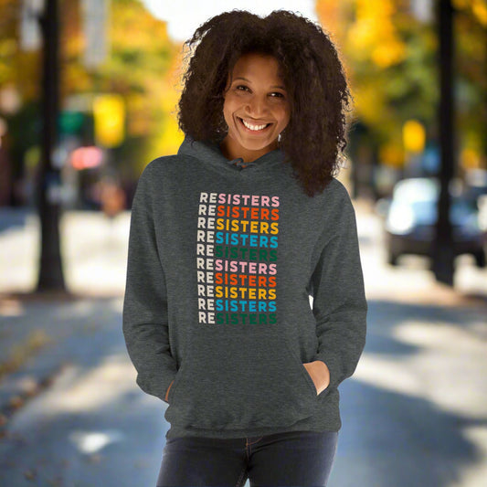 ReSisters Unisex Hoodie Sweatshirt, Feminist art clothing, Anne Lesniak, Rebel Girl Rampage