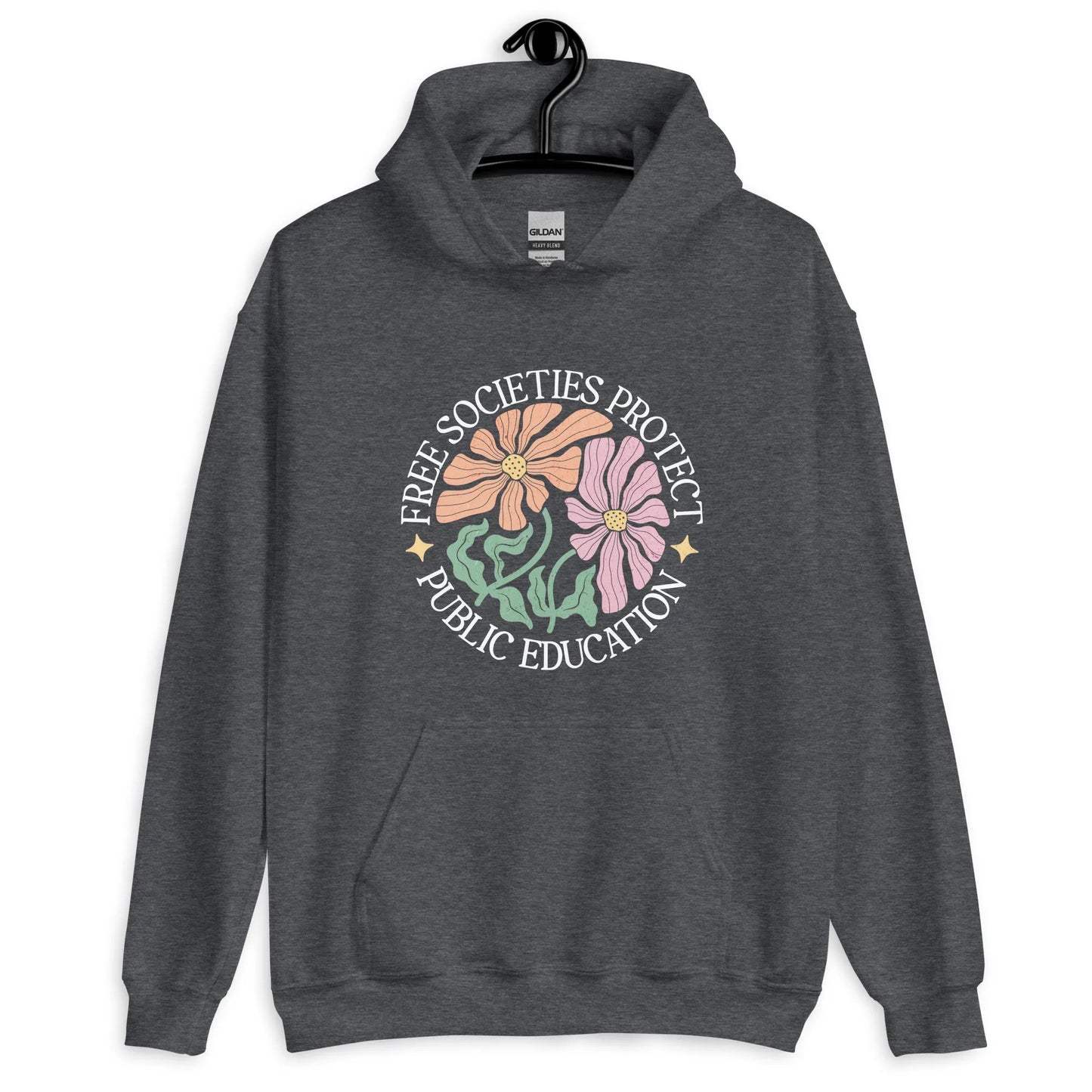 Free Societies Protect Public Education Floral Unisex Hoodie, Democracy, antifa, education, public schools, Rebel Girl Rampage