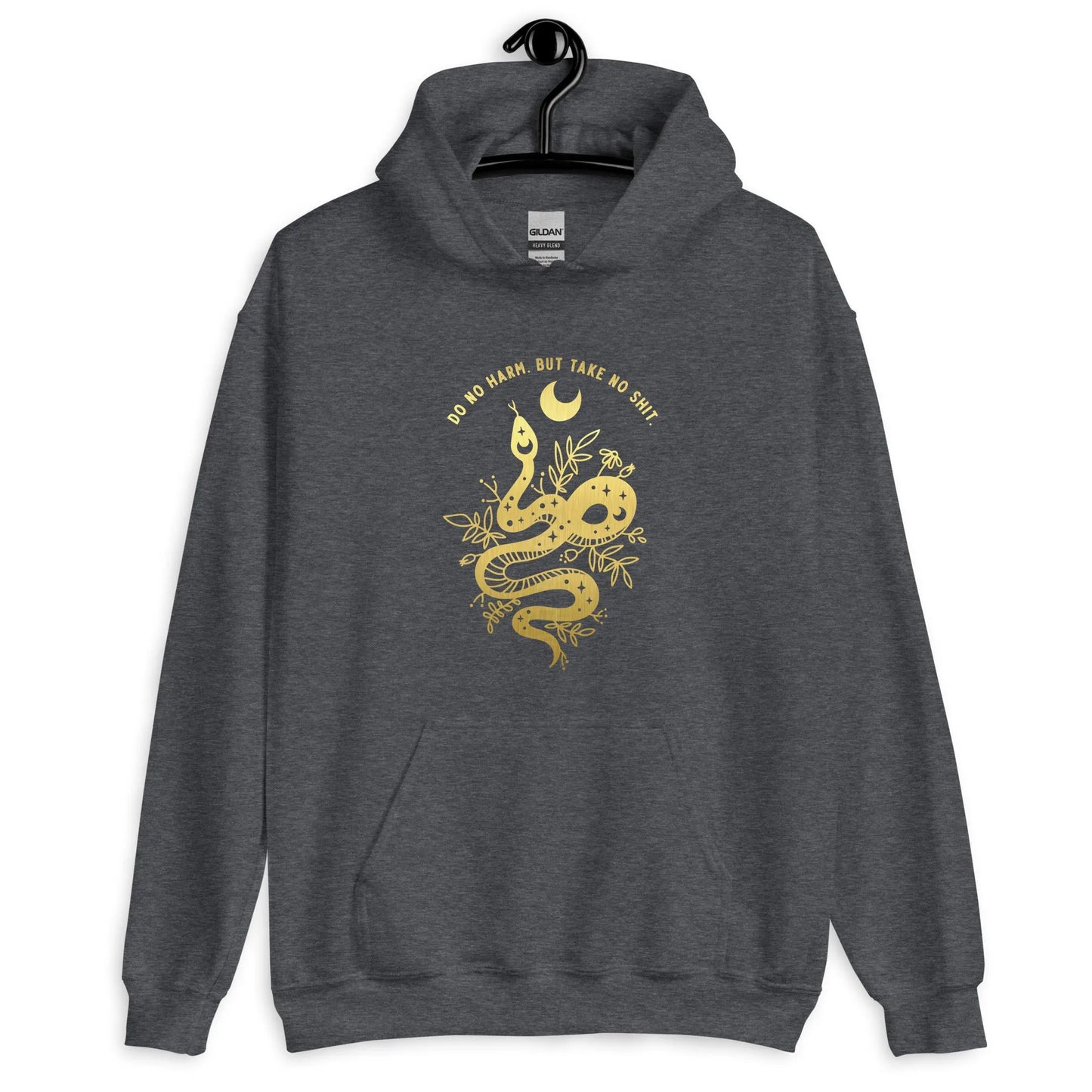 Do no harm, but take no shit gold snake with stars graphic hoodie, sassy, empowered, bold, fun, Rebel Girl Rampage