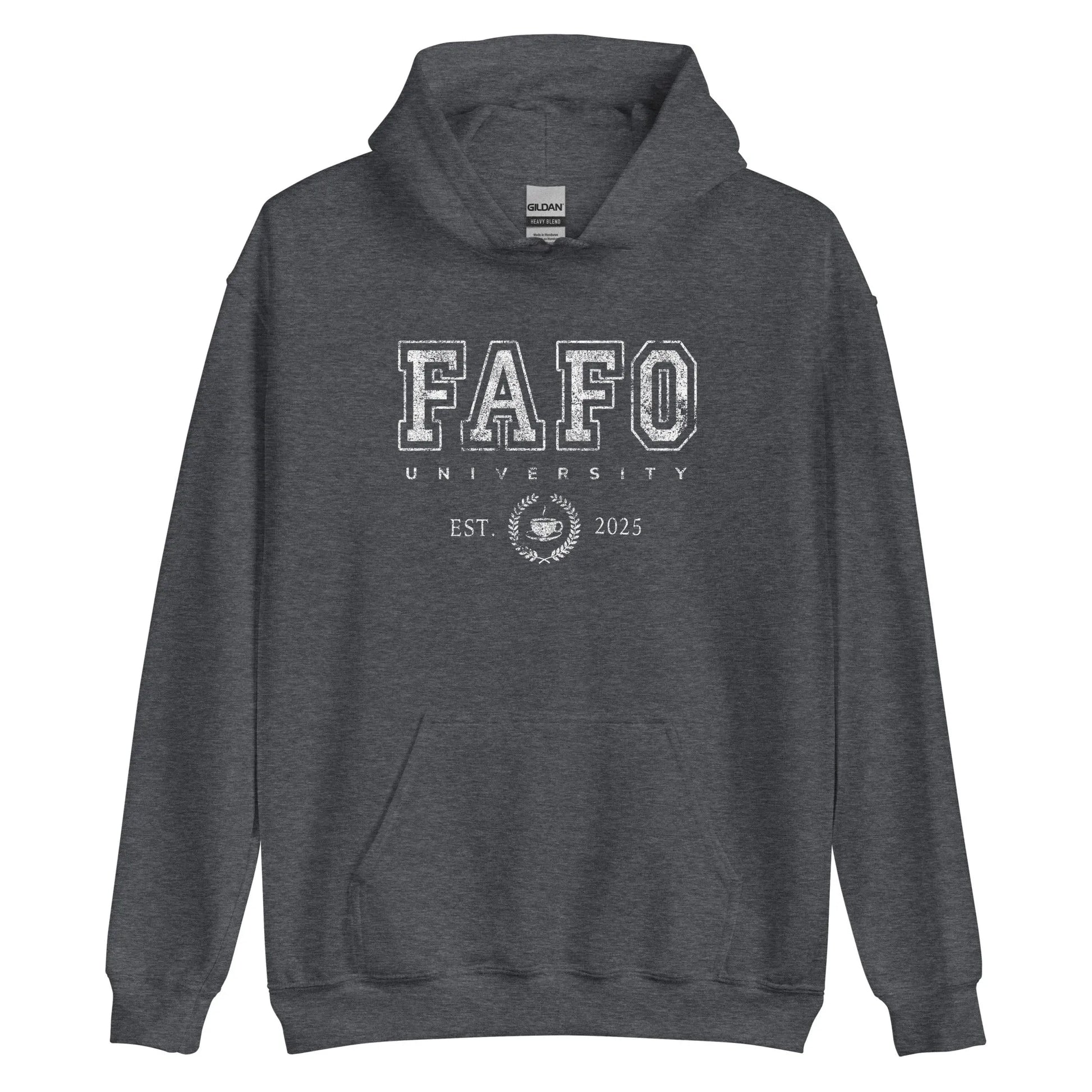 Fuck around and find out, "Fafo University" graphic hoodie, bold, funny, attitude, satirical, life school, Rebel Girl Rampage