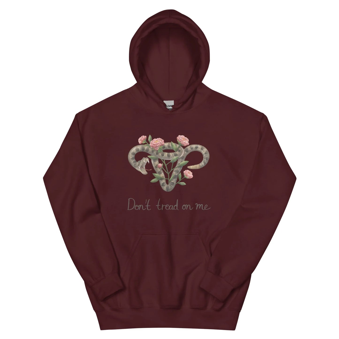 Don’t Tread On Me Uterus with Flowers unisex feminist pro choice women’s rights hoodie Rattlesnakes ad Roses abortion rights sweatshirt Rebel Girl Rampage 