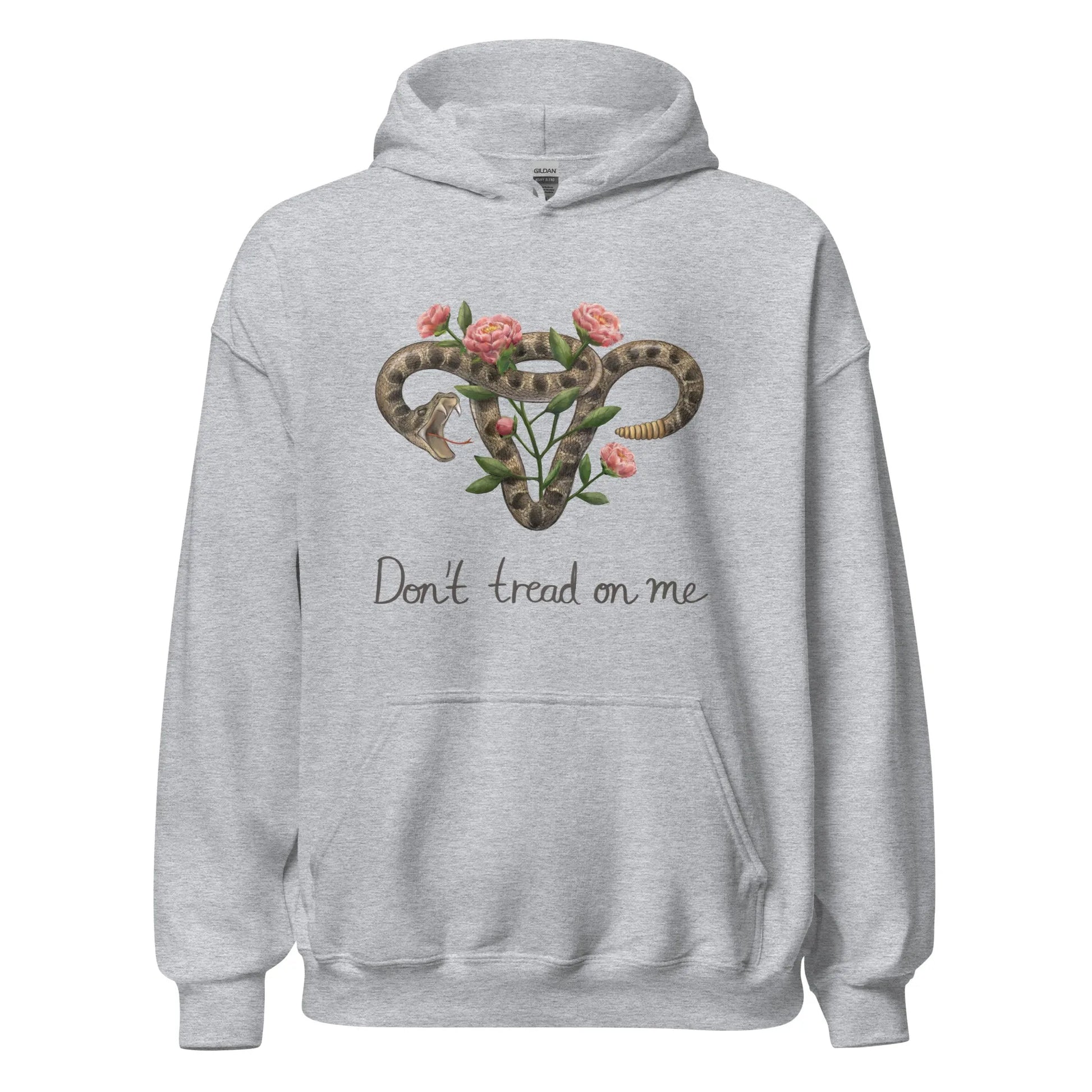 Don’t Tread On Me Uterus with Flowers unisex feminist pro choice women’s rights hoodie Rattlesnakes ad Roses abortion rights sweatshirt Rebel Girl Rampage 