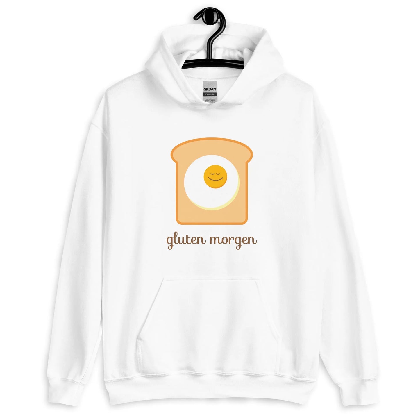 Gluten Morgen Unisex Hoodie Breakfast toad in the hole graphic design chef cook kitchen artwork Rebel Girl Rampage