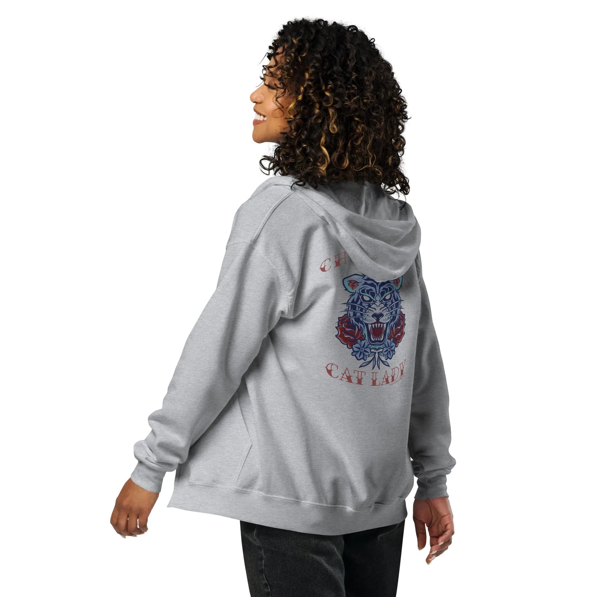 Childless Cat Lady Heavy Zip Hoodie, Rebel Girl Rampage