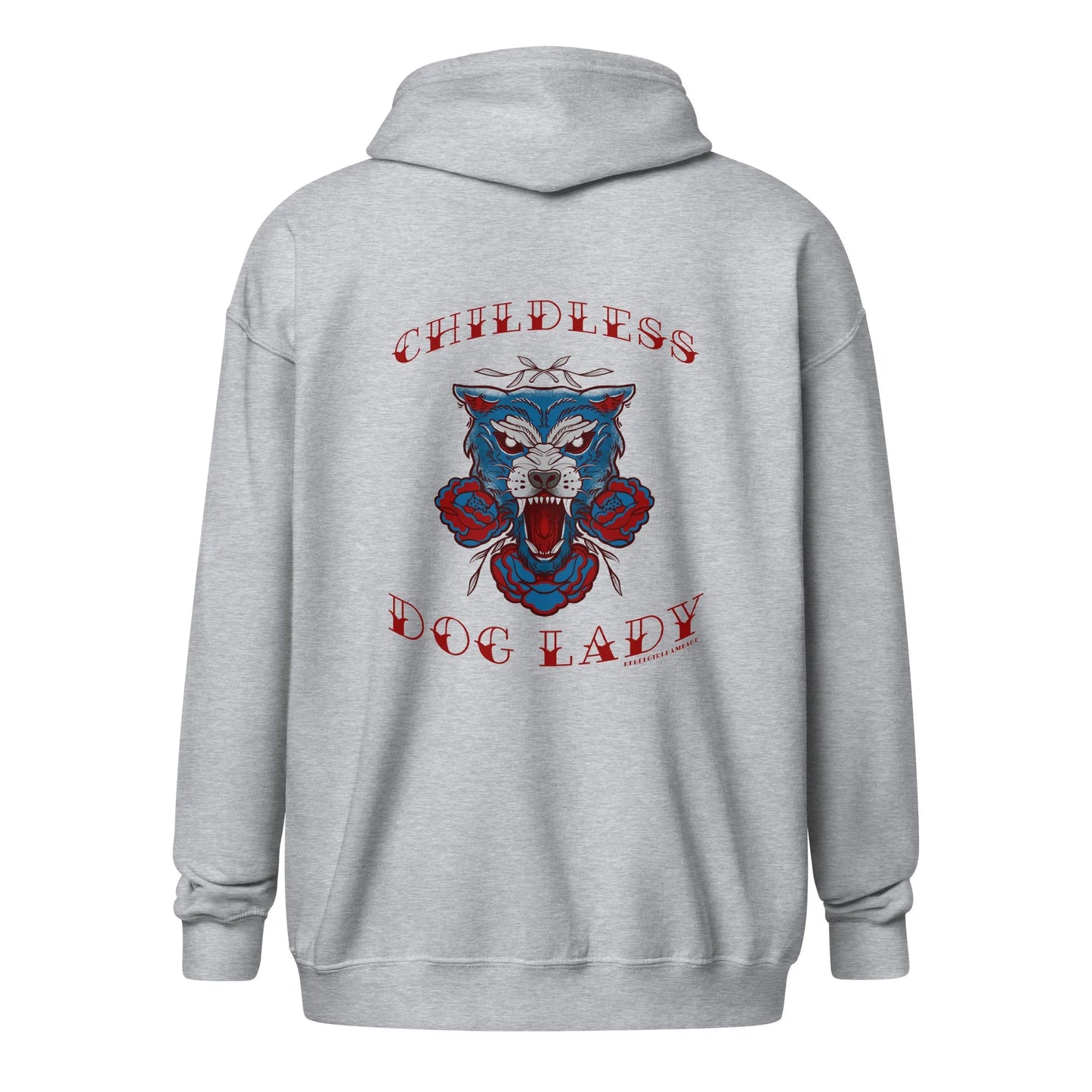 Childless Dog Lady Heavy Zip Hoodie, Rebel Girl Rampage, Hoodies, Shirts & Tops, Designs by Lindsey, Pets