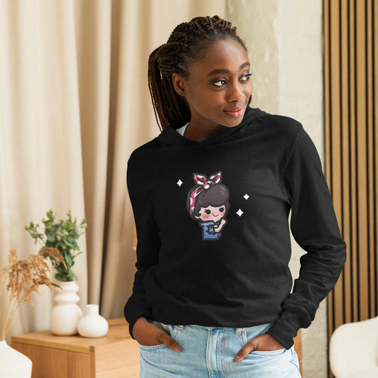 Rosie the Riveter long sleeve hoodie t-shirt cartoon cute girl power feminist We Can Do It top Rebel Girl Rampage