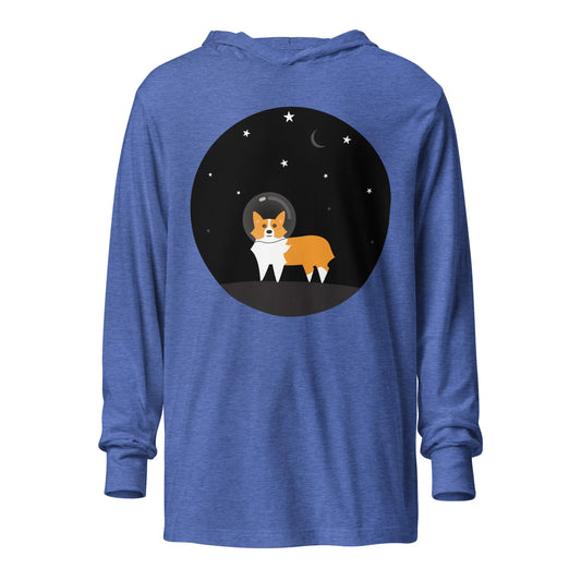 Astro Space Corgi Hooded Long Sleeve Unisex T-Shirt, Rebel Girl Rampage