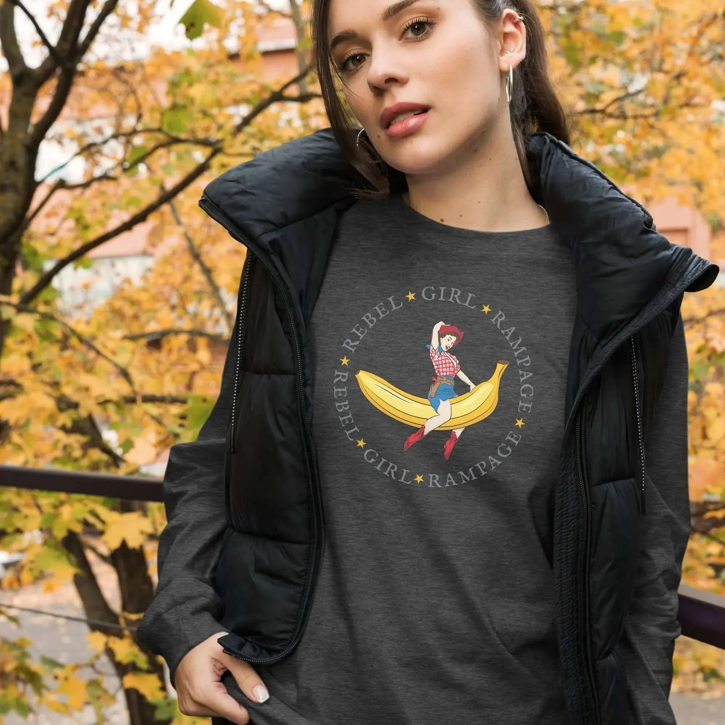 Banana Pinup Cowgirl Long Sleeve Tee