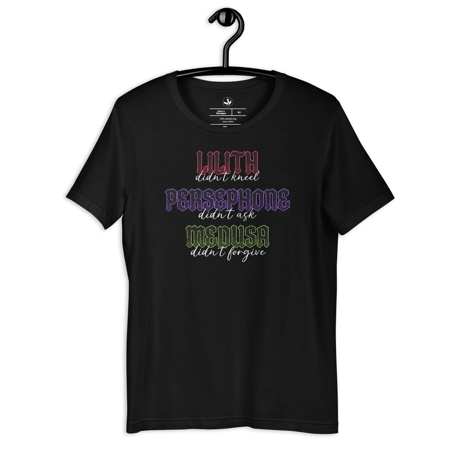 Three Muses Unisex T-Shirt, Witch, Lilith, Persephone, Medusa, Rebel Girl Rampage 