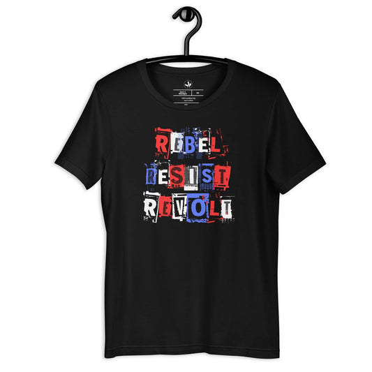 Rebel Resist Revolt Unisex T-Shirt, Punk Rock, Rebel Girl Rampage 