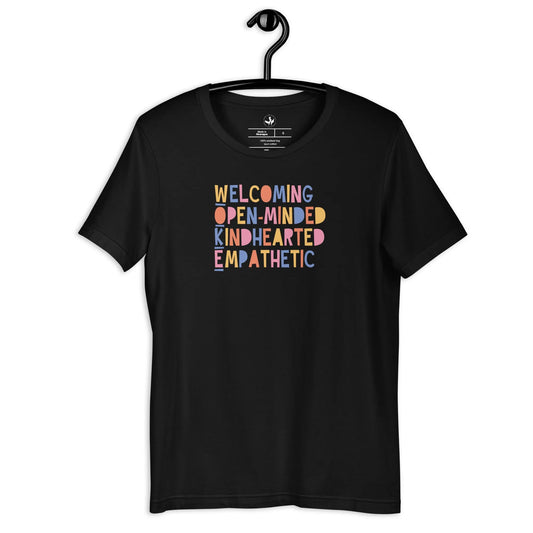 Woke Playful Acronym Unisex T-Shirt, Welcoming, Open-Minded, kindhearted, Empathetic, Rebel Girl Rampage 
