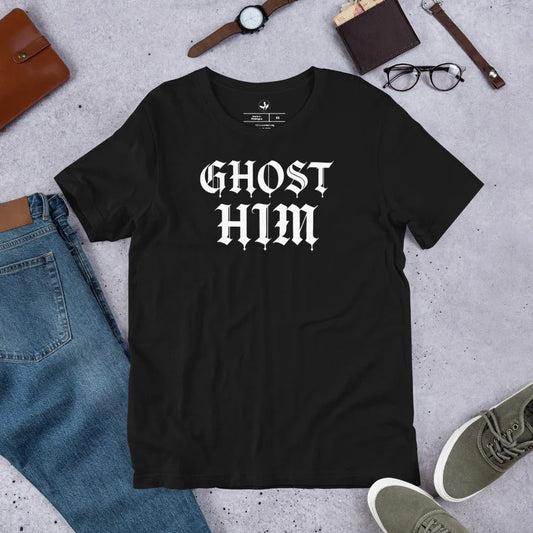 Ghost Him Unisex T-Shirt, Halloween, Spooky shirts and Tops, Anne Lesniak, Rebel Girl Rampage 