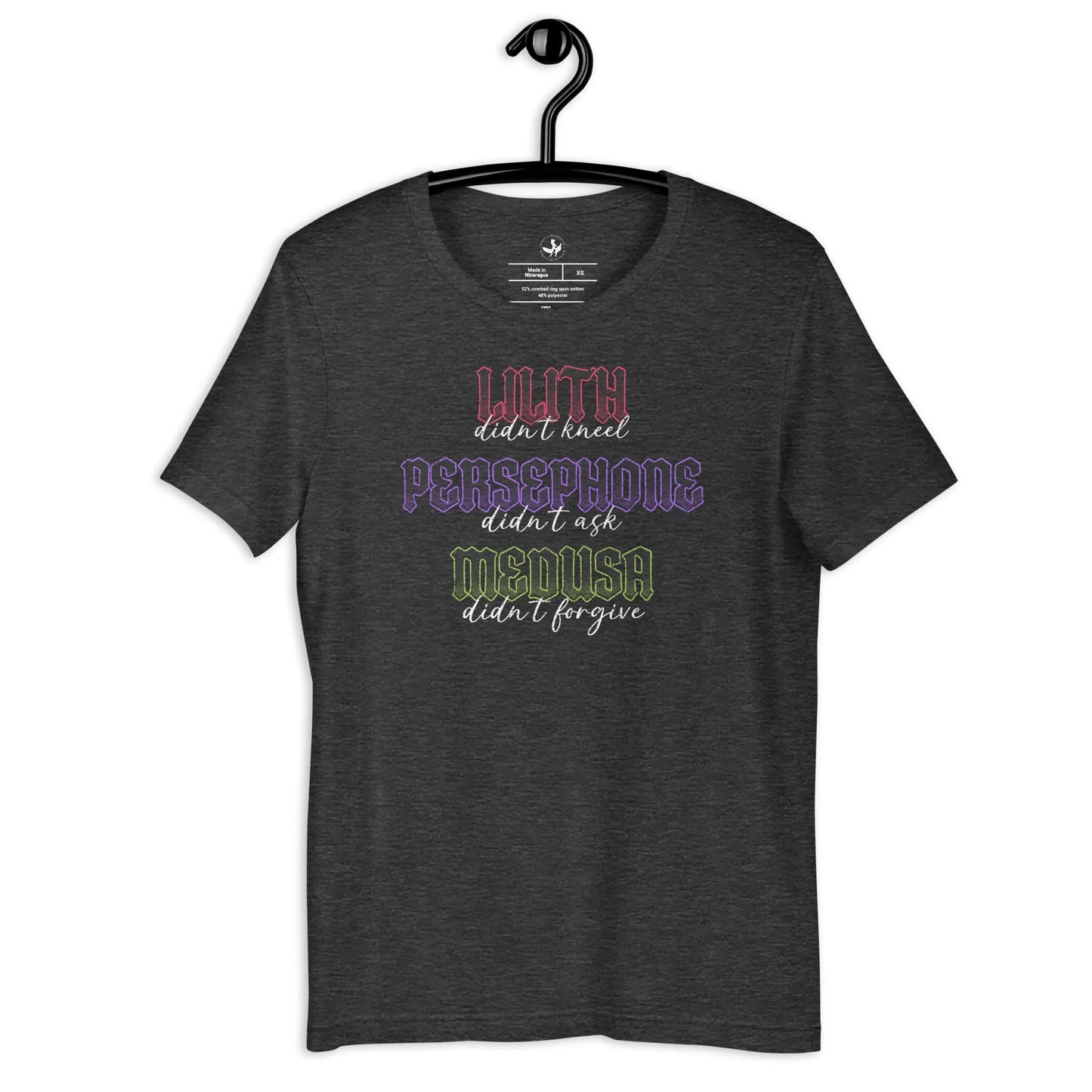Three Muses Unisex T-Shirt, Witch, Lilith, Persephone, Medusa, Rebel Girl Rampage 
