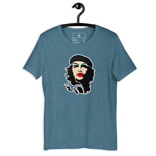 Revolution Slay Unisex T-Shirt, Ché Guevara in drag makeup, stencil graffiti art, Warhol Style, Pride Rebel Girl Rampage