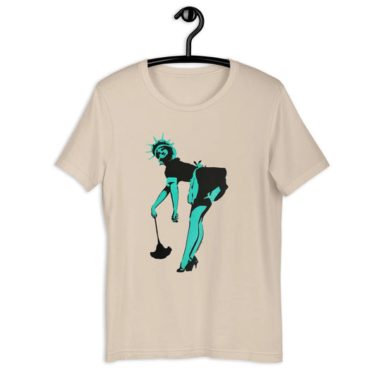 Lady Statue of Liberty as a french maid stencil graffiti art america Unisex T-Shirt Rebel Girl Rampage