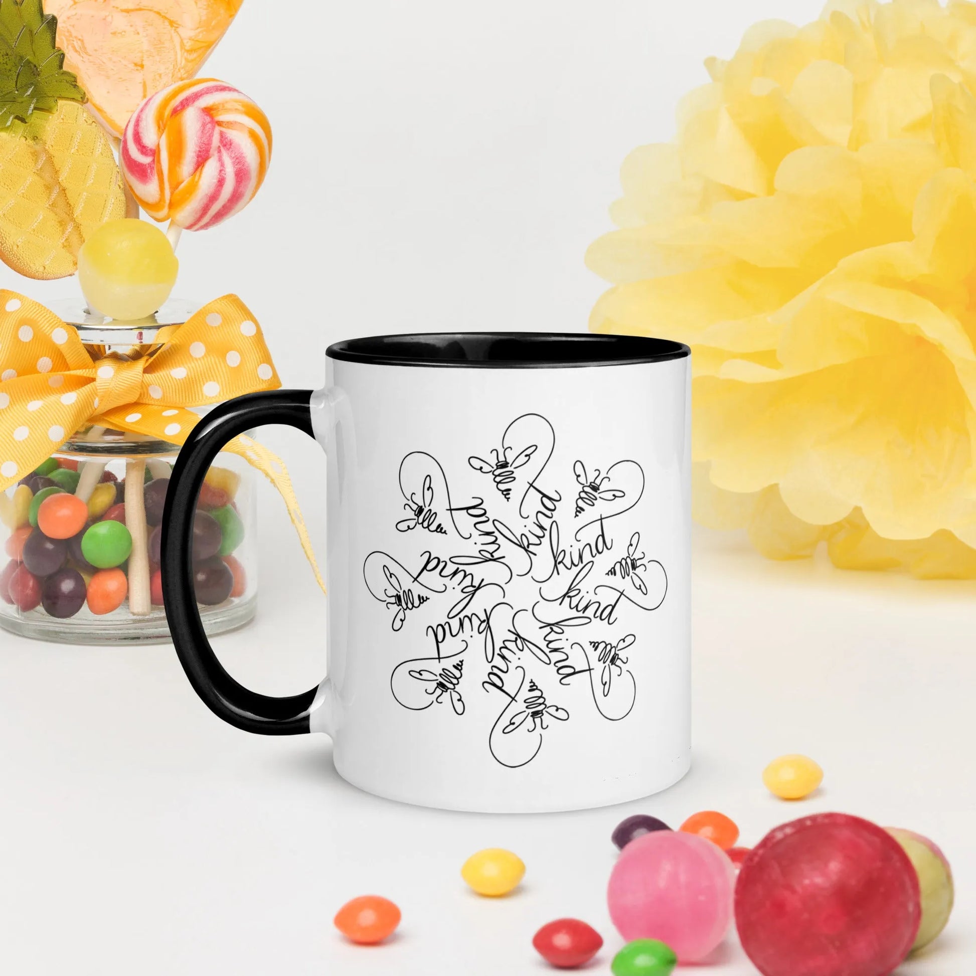 Bee Kind positive energy mandala ceramic coffee or tea mug good vibes rebel girl rampage