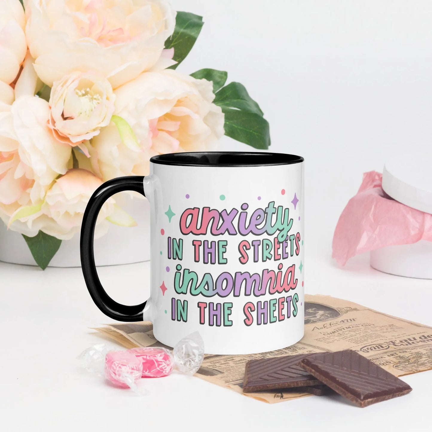 Anxiety In The Streets, Insomnia In The Sheets Ceramic Coffee Mug | Rebel Girl Rampage 