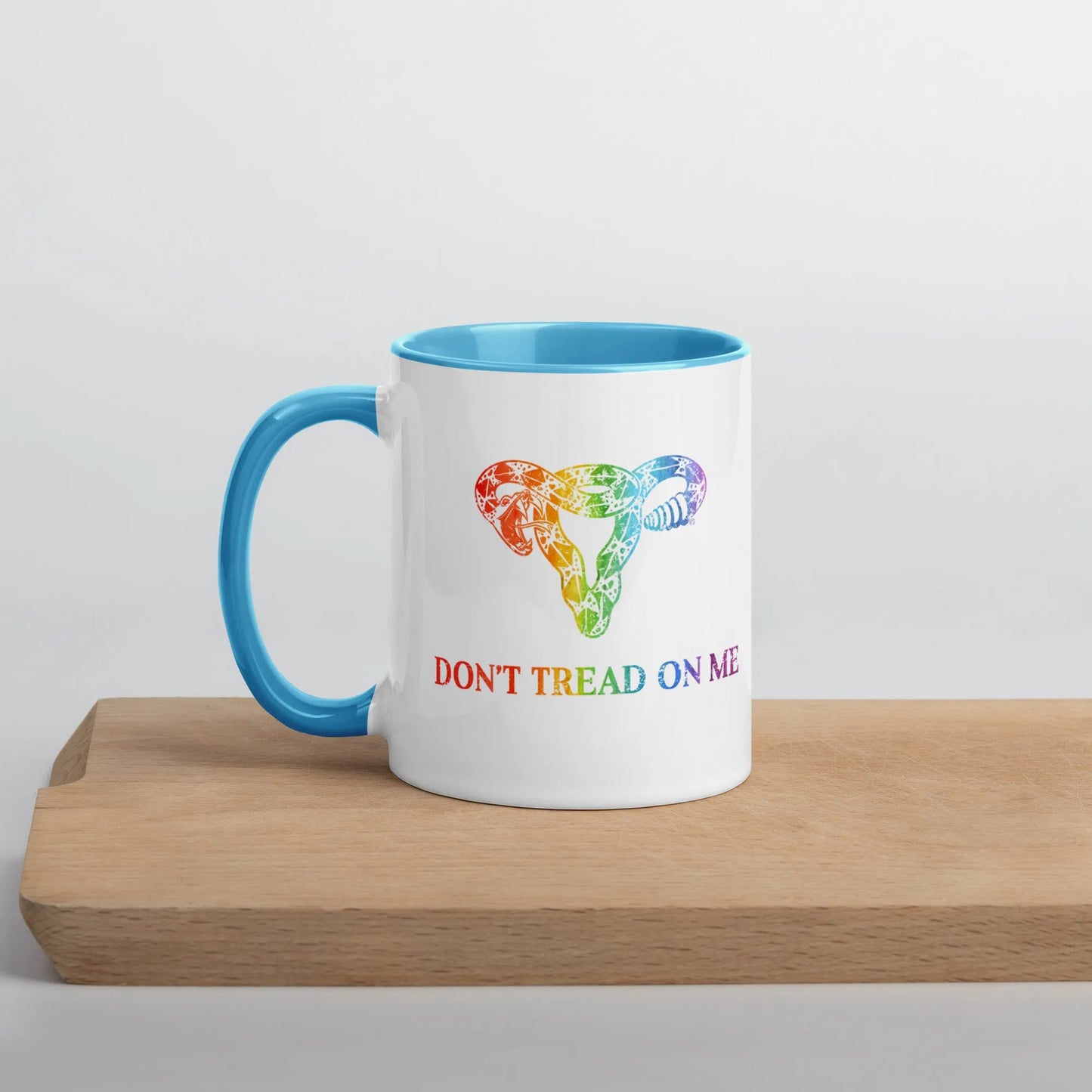 Don’t Tread On Me Rainbow Pride Gadsden Uterus LGBTQ Ceramic Coffee Mug Rebel Girl Rampage