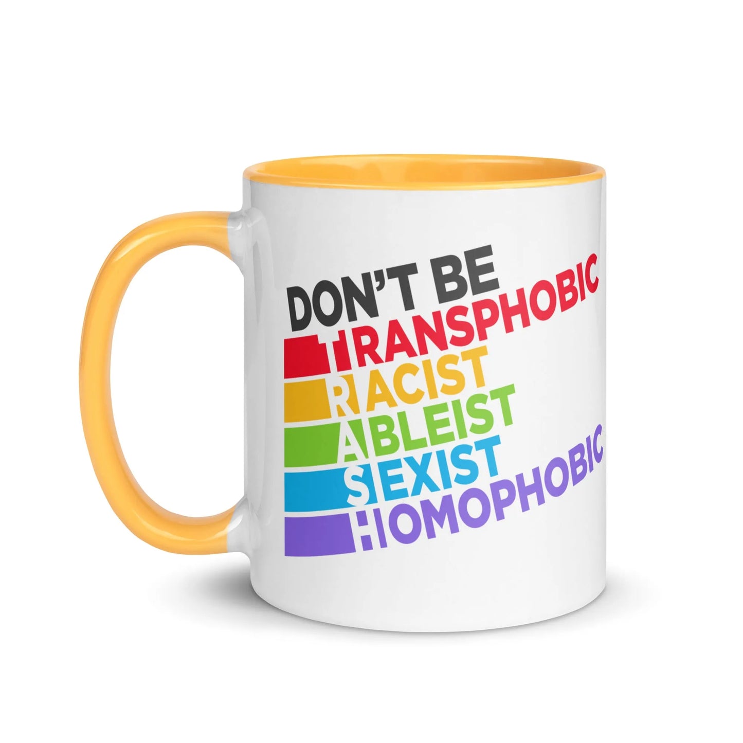 Don’t Be TRASH Ceramic Coffee Mug, Inclusive, LGBTQ, Feminist, Anti Fascist, BLM, Rebel Girl Rampage 