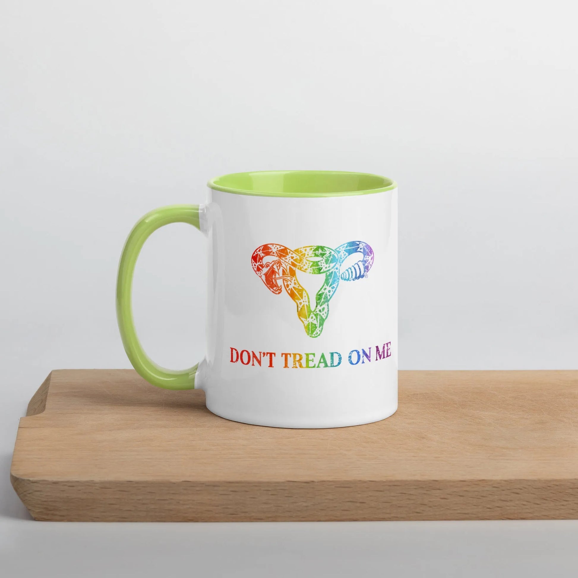 Don’t Tread On Me Rainbow Pride Gadsden Uterus LGBTQ Ceramic Coffee Mug Rebel Girl Rampage