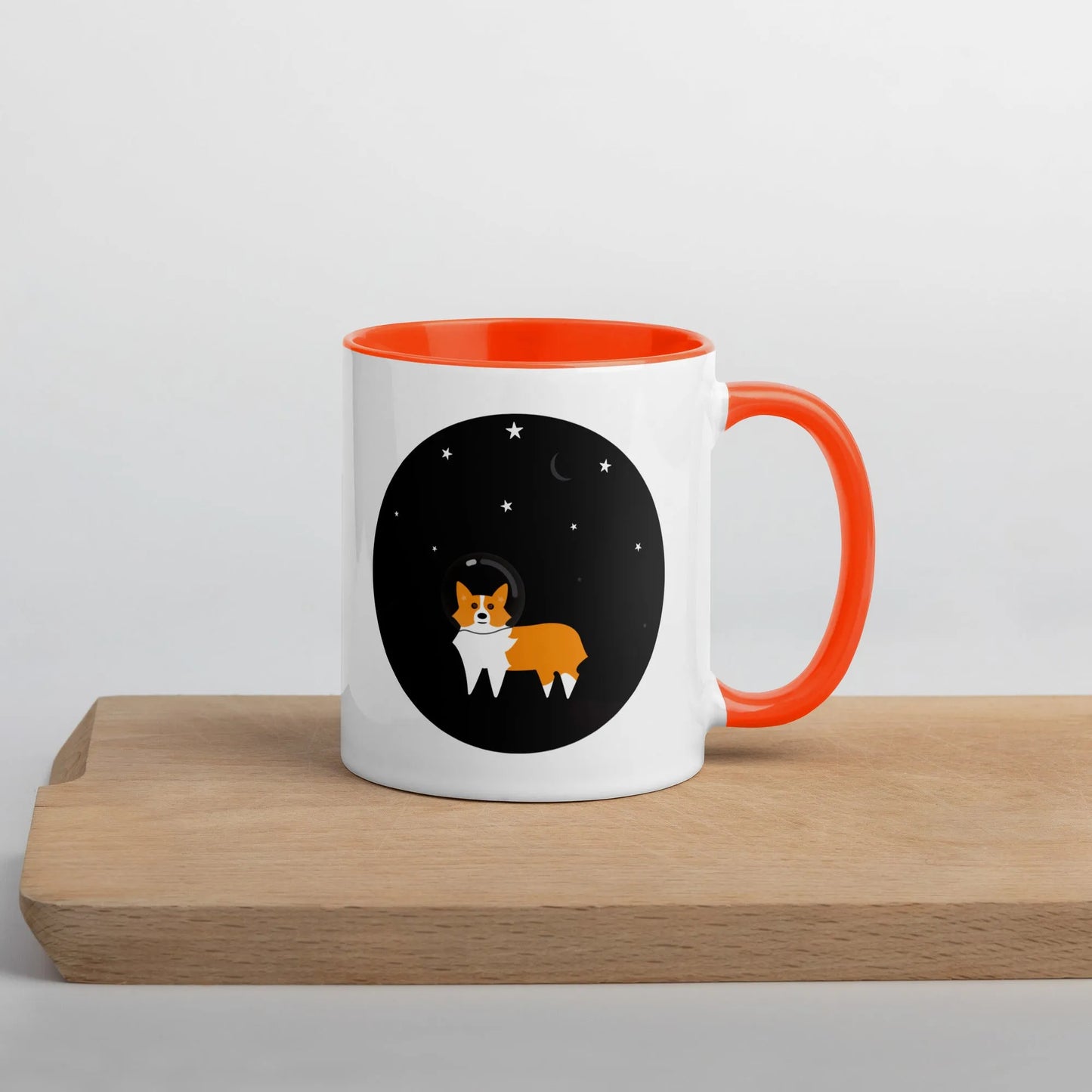 Astro Space Corgi Orange ceramic coffee mug rescue dog in outer space Rebel Girl Rampage