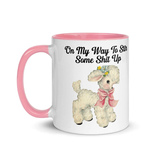Stir It Up Ceramic Coffee Mug, Cute lamb, Sassy, Start some shit, Rebel Girl Rampage 