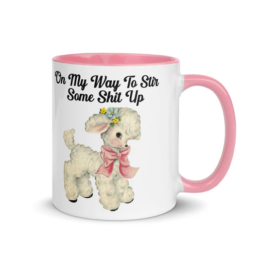 Stir It Up Ceramic Coffee Mug, Cute lamb, Sassy, Start some shit, Rebel Girl Rampage 