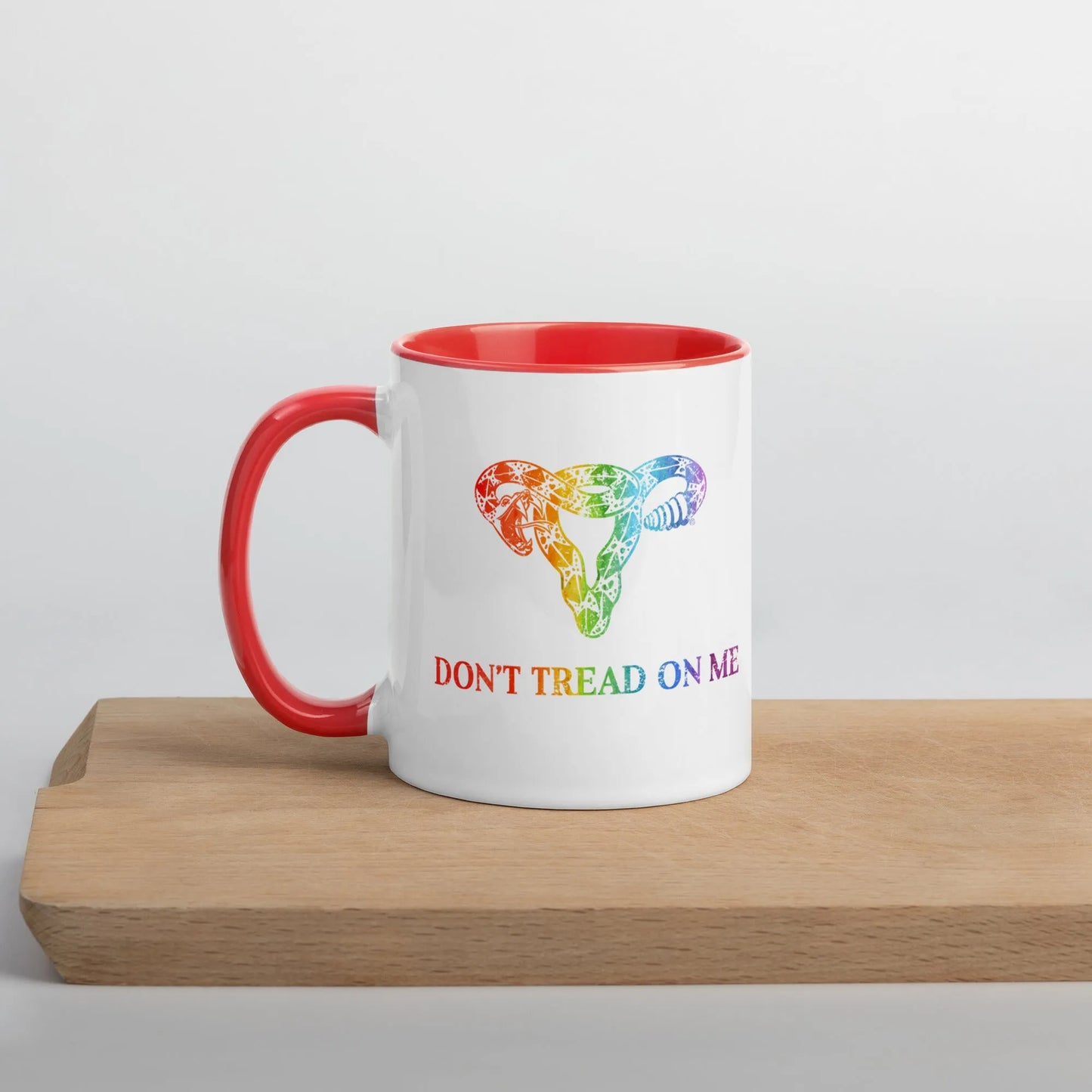 Don’t Tread On Me Rainbow Pride Gadsden Uterus LGBTQ Ceramic Coffee Mug Rebel Girl Rampage